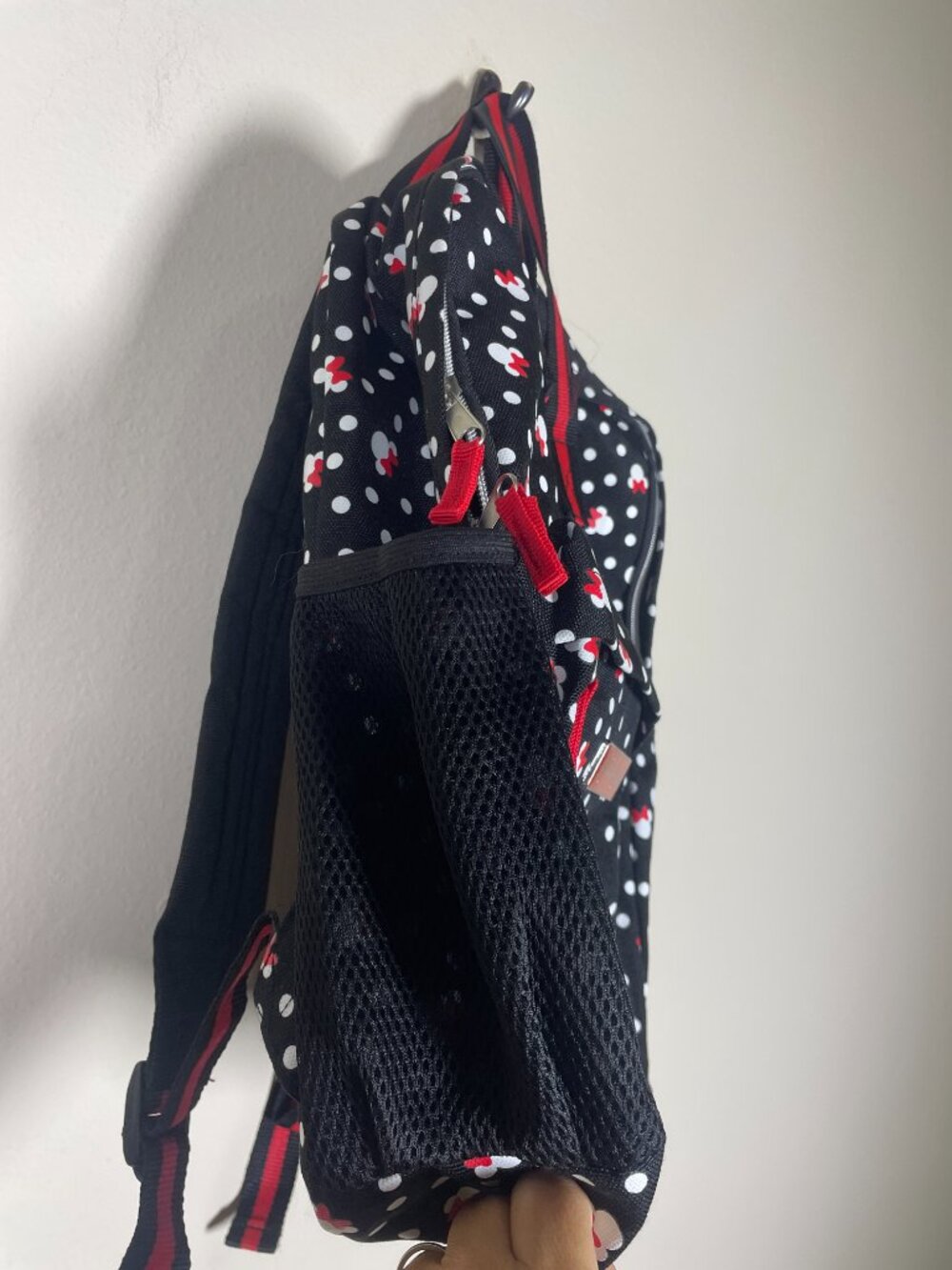 Disney Parks Adult Minnie Mouse Black Red White Backpack with Hand Carry Straps - Picture 3 of 7